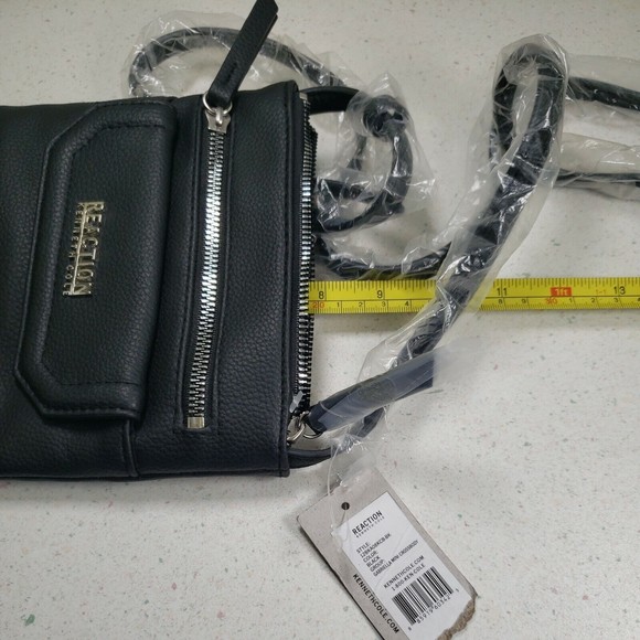 Kenneth Cole Gabriella Mini Crossbody 8” X 7” Zipper Top Pouch Snap Pouch Black - Picture 10 of 12